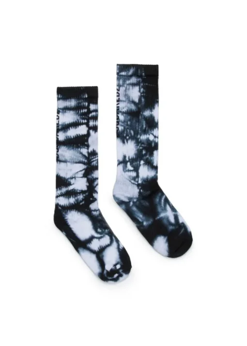 Dsquared2 Kids Calzini Neri con Fantasia Tie Dye