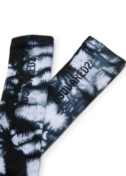 Dsquared2 Kids Calzini Neri con Fantasia Tie Dye