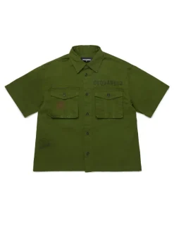 Dsquared2 Kids Camicia Verde Militare per Bambini