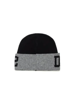 Dsquared2 Kids Cappello Beanie Nero con Logo Jacquard per Bambini