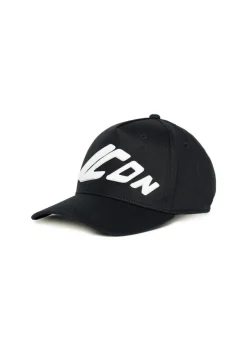 Dsquared2 Kids Cappello Nero con Stampa ICON per Bambini