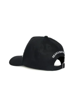 Dsquared2 Kids Cappello Nero con Stampa ICON per Bambini