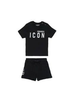Dsquared2 Kids Completino Nero Icon per Neonati