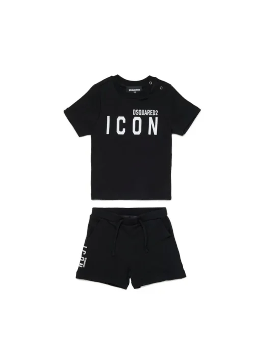 Dsquared2 Kids Completino Nero Icon per Neonati