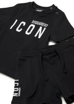 Dsquared2 Kids Completino Nero Icon per Neonati