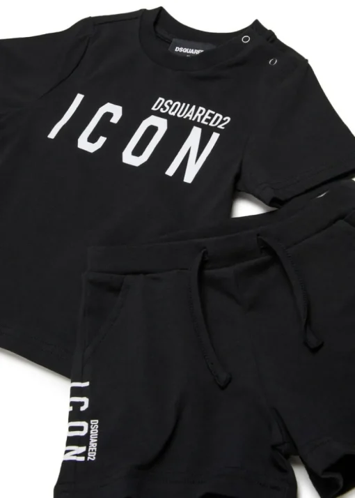 Dsquared2 Kids Completino Nero Icon per Neonati