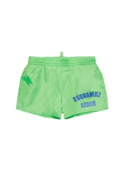 Dsquared2 Kids Costume Boxer Verde Grafica Beach per Neonati
