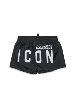 Dsquared2 Kids Costume Boxer Nero ICON per Neonati
