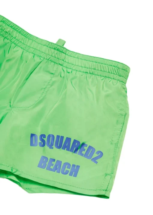 Dsquared2 Kids Costume Boxer Verde Grafica Beach per Neonati