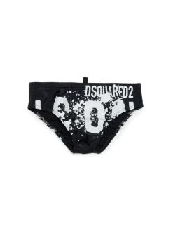 Dsquared2 Kids Costume Slip Nero Icon Splatter per Bambini