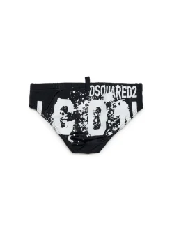 Dsquared2 Kids Costume Slip Nero Icon Splatter per Bambini