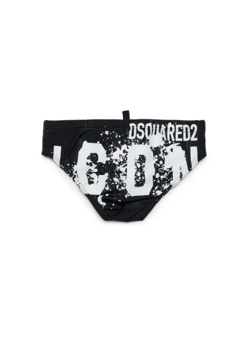 Dsquared2 Kids Costume Slip Nero Icon Splatter per Bambini