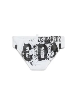 Dsquared2 Kids Costume Slip Bianco Icon Splatter per Bambini