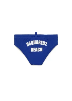 Dsquared2 Kids Costume Slip Blu con Grafica Beach per Neonati