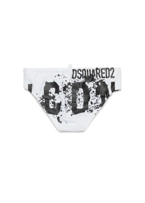 Dsquared2 Kids Costume Slip Bianco Icon Splatter per Bambini