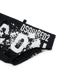 Dsquared2 Kids Costume Slip Nero Icon Splatter per Bambini