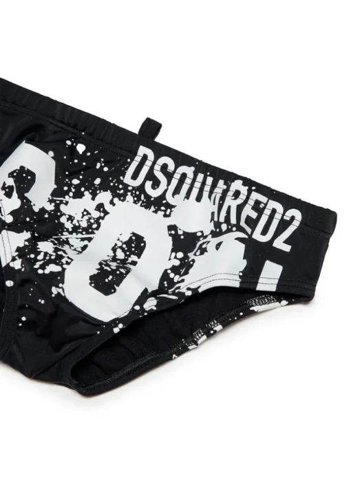 Dsquared2 Kids Costume Slip Nero Icon Splatter per Bambini