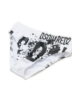 Dsquared2 Kids Costume Slip Bianco Icon Splatter per Bambini