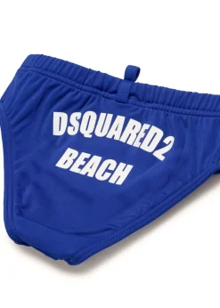 Dsquared2 Kids Costume Slip Blu con Grafica Beach per Neonati