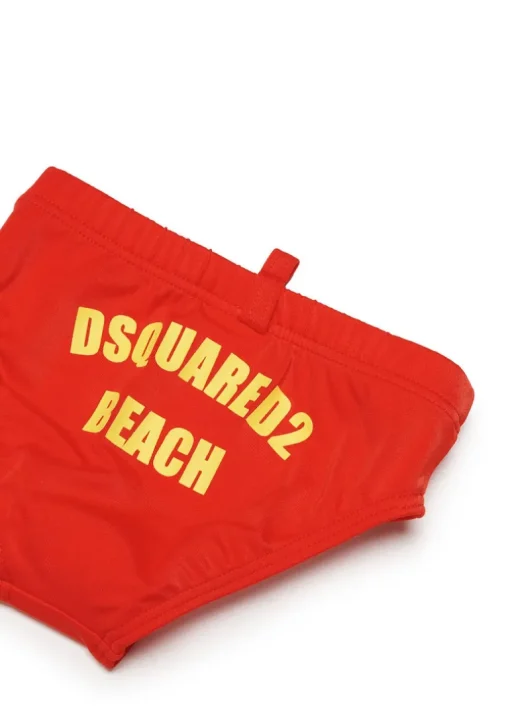 Dsquared2 Kids Costume Slip Rosso con Grafica Beach per Neonati