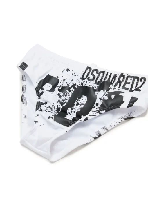 Dsquared2 Kids Costume Slip Bianco Icon Splatter per Bambini