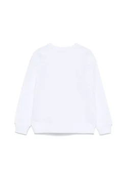 Dsquared2 Kids Felpa Bianca Girocollo con Stampa per Bambini