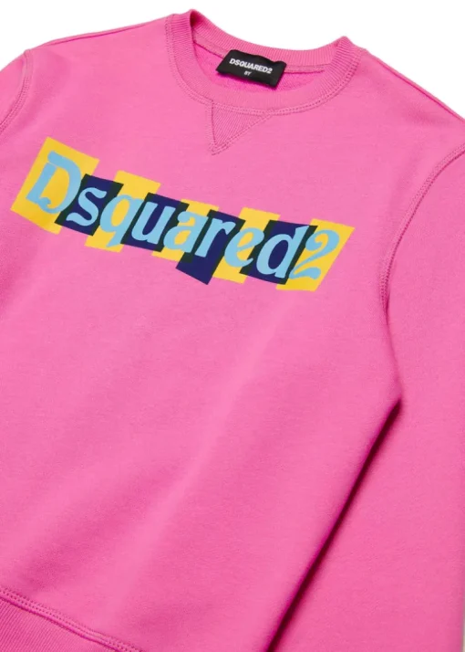 Dsquared2 Kids Felpa Fucsia con Logo Boxed per Bambine