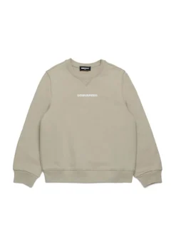 Dsquared2 Kids Felpa Girocollo Beige con Stampa per Bambini