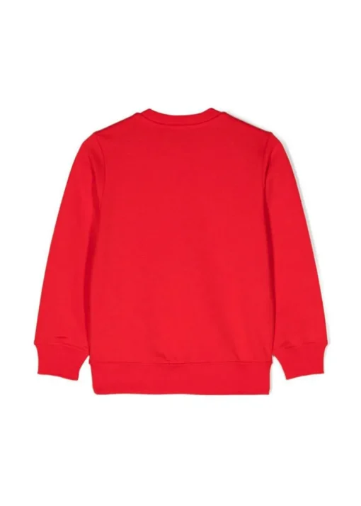 Dsquared2 Kids Felpa Girocollo Rossa con Stampa D2 Leaf per Bambini