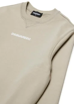 Dsquared2 Kids Felpa Girocollo Beige con Stampa per Bambini