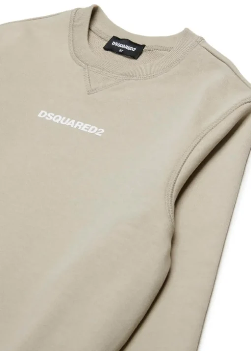 Dsquared2 Kids Felpa Girocollo Beige con Stampa per Bambini
