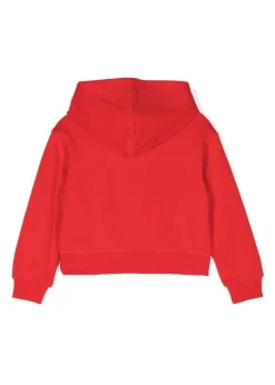 Dsquared2 Kids Felpa Rossa con Cappuccio con Stampa Cuore per Bambine