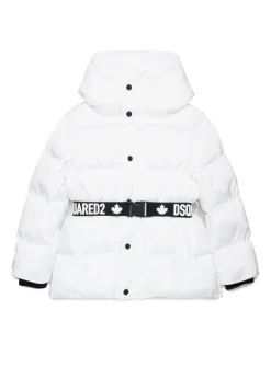 Dsquared2 Kids Giubbino Trapuntato Bianco Avvitato per Bambine