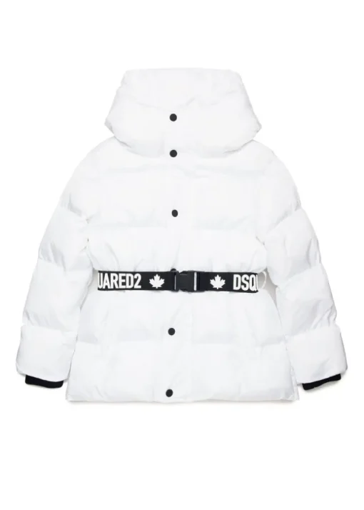 Dsquared2 Kids Giubbino Trapuntato Bianco Avvitato per Bambine