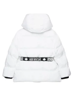 Dsquared2 Kids Giubbino Trapuntato Bianco Avvitato per Bambine