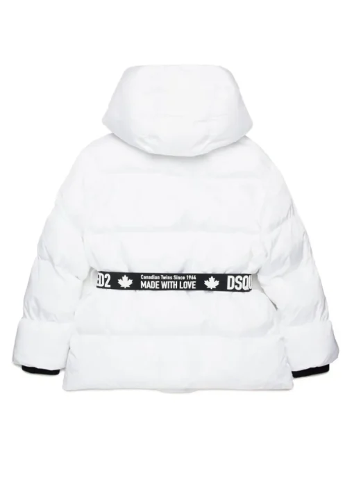 Dsquared2 Kids Giubbino Trapuntato Bianco Avvitato per Bambine