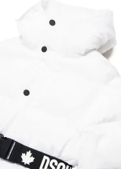 Dsquared2 Kids Giubbino Trapuntato Bianco Avvitato per Bambine