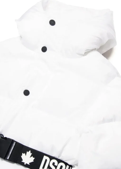 Dsquared2 Kids Giubbino Trapuntato Bianco Avvitato per Bambine