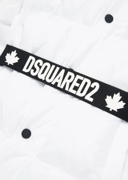 Dsquared2 Kids Giubbino Trapuntato Bianco Avvitato per Bambine