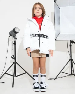 Dsquared2 Kids Giubbino Trapuntato Bianco Avvitato per Bambine