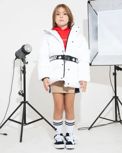 Dsquared2 Kids Giubbino Trapuntato Bianco Avvitato per Bambine