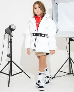 Dsquared2 Kids Giubbino Trapuntato Bianco Avvitato per Bambine