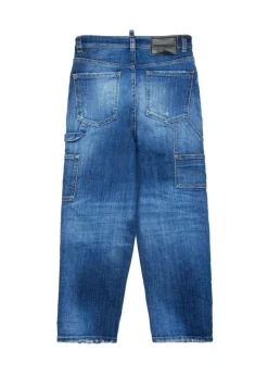 Dsquared2 Kids Jeans Denim Blu Carpenter per Bambini