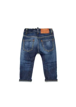 Dsquared2 Kids Jeans Denim Scuro con Rotture per Neonati