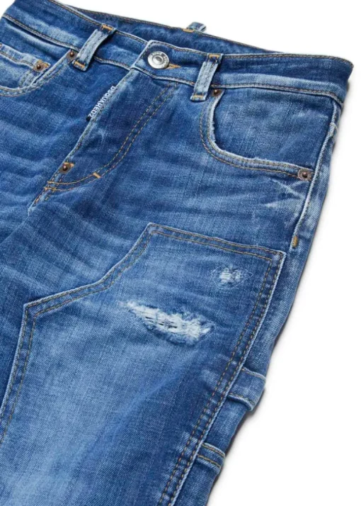 Dsquared2 Kids Jeans Denim Blu Carpenter per Bambini