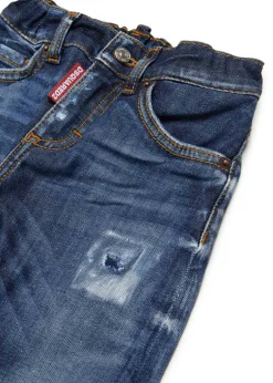 Dsquared2 Kids Jeans Denim Scuro con Rotture per Neonati