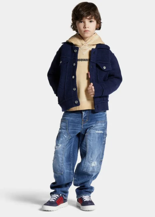 Dsquared2 Kids Jeans Denim Blu Carpenter per Bambini