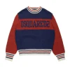 Dsquared2 Kids Maglione Girocollo Blu/Rosso con Logo per Bambini