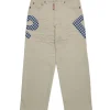 Dsquared2 Kids Pantaloni Beige con Logo Quadri per Bambini