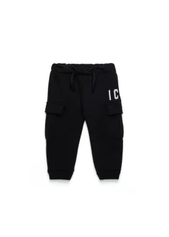 Dsquared2 Kids Pantaloni in Tuta Neri con Stampa per Neonati